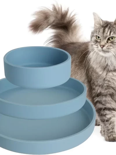 Cat Bowl Silicone Fall-resistant Pet Cat Feeding Water Bowl For Dogs Feeder Supplies Wet and Dry Separation Food Container