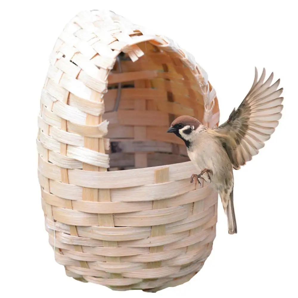 Hand Made Natural Bamboo Bird House Parrot Finch Hideout Cage Toy Outdoor Shelter Nest Birds Supplies - Image 14