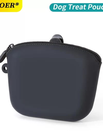 Silicone Dog Treat Pouch Portable Puppy Trainning Food Reward Feeding Pocket Pet Snack Case Zipper Closure Bag