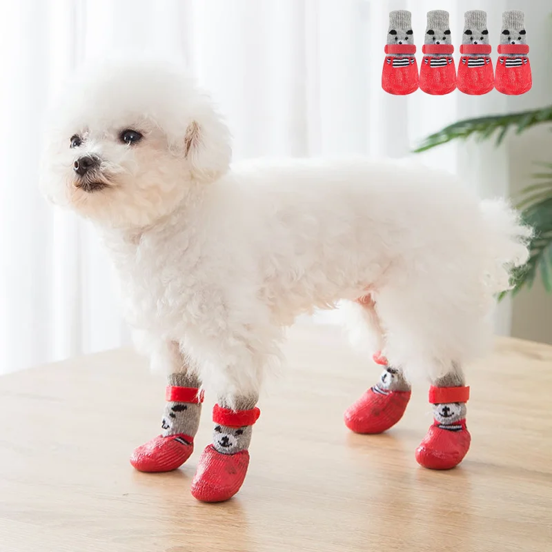 Dog Cat Boots Shoes Socks with Adjustable Waterproof Breathable and Anti-Slip Sole All Weather Protect Paws for Indoor Outdoor