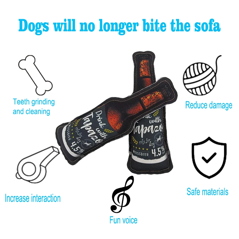 Pet Filled Toys For Dogs Funny Plush Dog Toys Featuring Tapazo Weissbire Beer Bottle With Squeaky Sound Chew Interactive Toy - Image 6
