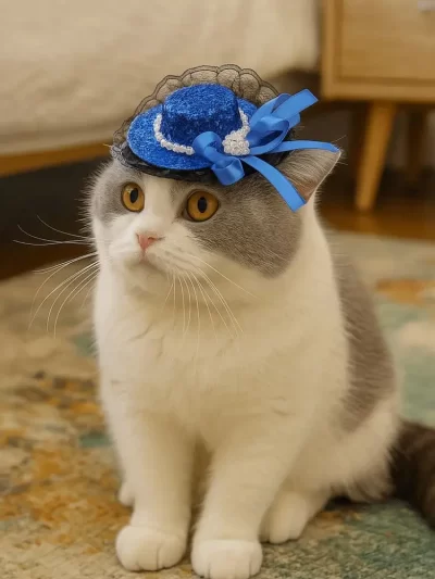 Pet Accessories Adjustable Pet Halloween Hat Sequin British Style Cat Lace Hat Elastic Band Cat Cosplay Hat Photo Prop