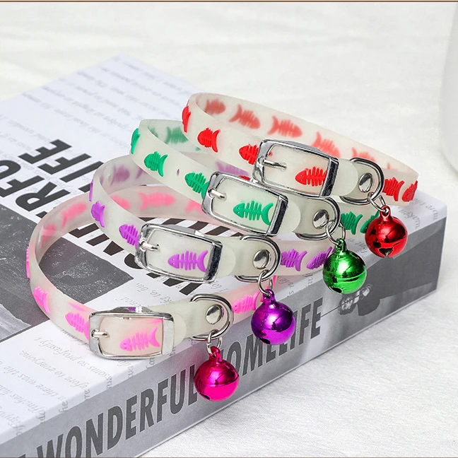 Pet Cat Collar With Bell Anti-lost Fluorescent Silicone Small Dog Cat Collar Collar Ring Luminous Adjustable Pet Cat Accessories - Image 14
