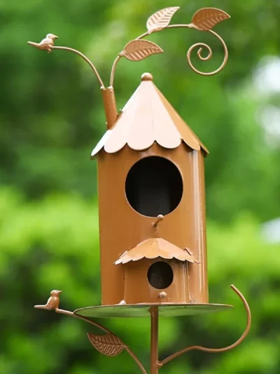 Metal Hanging Bird Feeder Modern Birdhouse Hanging Outdoor Courtyard Ornament Bird Nest Garden Decoration Aviary Bird Supplies