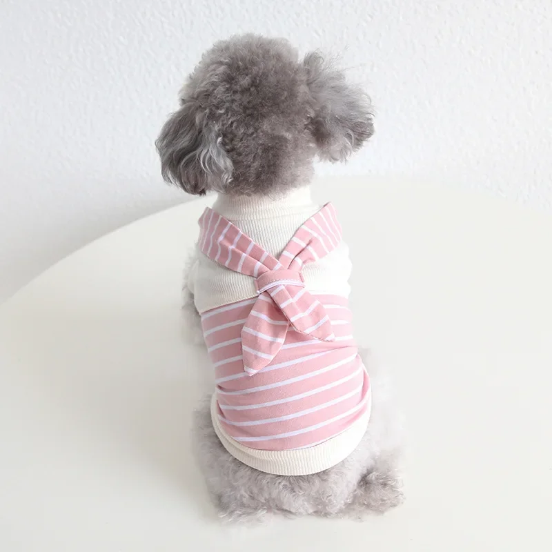 Scarf Striped Couple Suit Cat One-piece Dress Dogs Pet Clothes Dog Clothes for Small Dogs Supplies Dog Clothes - Image 5