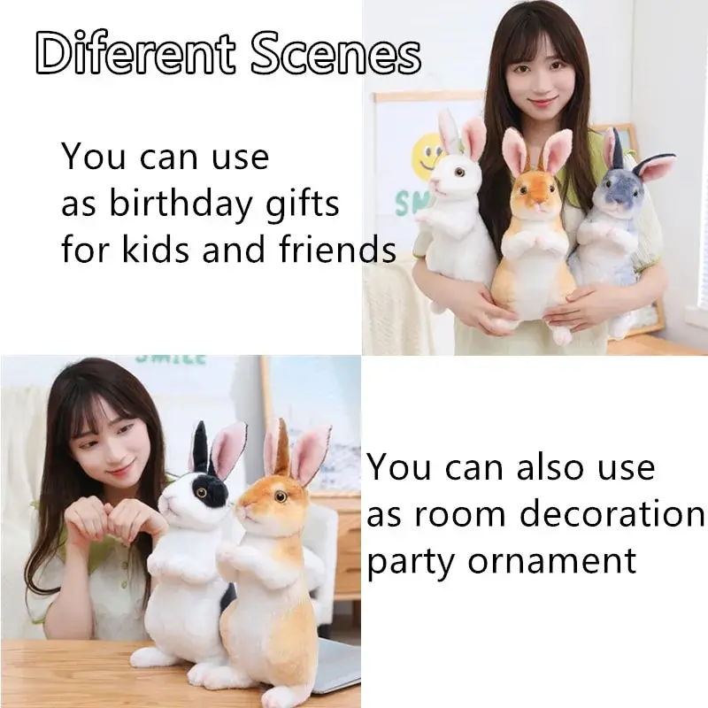 1pc Randomly Realistic Cute Plush Rabbits Lifelike Animal Photo Props Bunny Simulation Toy Model Birthday Gift - Image 11