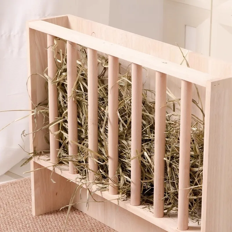 Portable Solid Wood Rabbit Hay Feeder Feeding Manger Cage Hay Dispenser Bunny Hay Raise Design A Grass Rack for Feeding Rabbits - Image 10