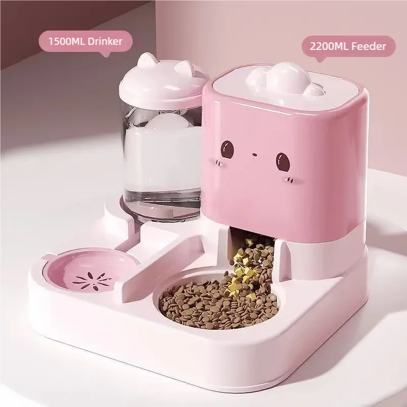 Cute Smiling Cat Automatic Feeder And Water Dispenser Pet Supplies Feeding Organizer Suitable for Cats And Small Dogs - Image 7