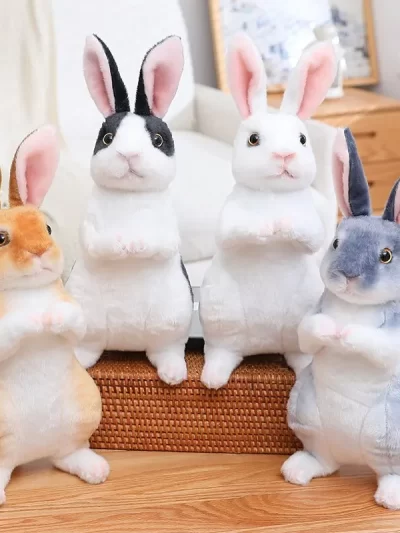 1pc Randomly Realistic Cute Plush Rabbits Lifelike Animal Photo Props Bunny Simulation Toy Model Birthday Gift