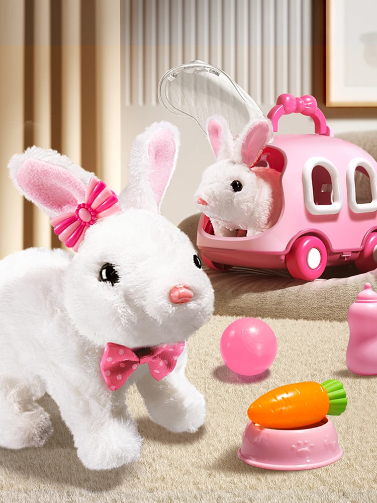 Children Plush Cute Rabbit Kids Electronic Pet With Sound Animal DIY Change Clothes Game Walking Moving Pet Toys For 3 Years - Image 11