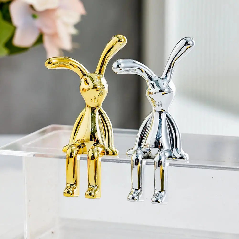 Rabbit Figurine Home Decor Car Bunny Decoration Adorable Long Ear Bunny Figurines Desktop Sitting Rabbit Models Easter Gift - Image 2