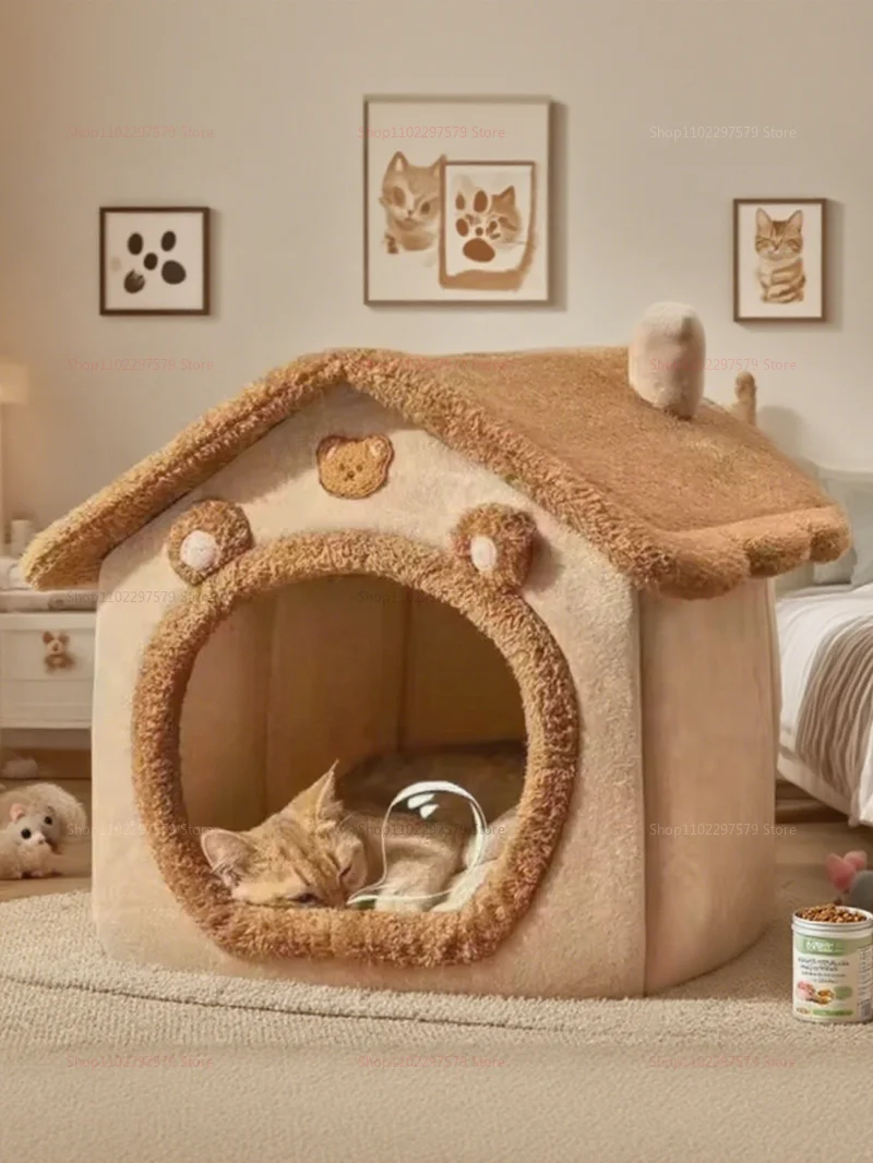 2025 New Four Seasons Cat Nest and Warm Dog House Soft Removable Winter Bed Cozy Pet Hideaway Comfortable Pet Sleeping Seat - Image 13