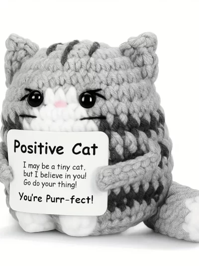 Handmade cat accessories with positive energy cards - anime-style polyester home decor, no electricity required,the perfect gift