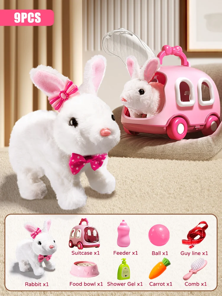 Children Plush Cute Rabbit Kids Electronic Pet With Sound Animal DIY Change Clothes Game Walking Moving Pet Toys For 3 Years - Image 9