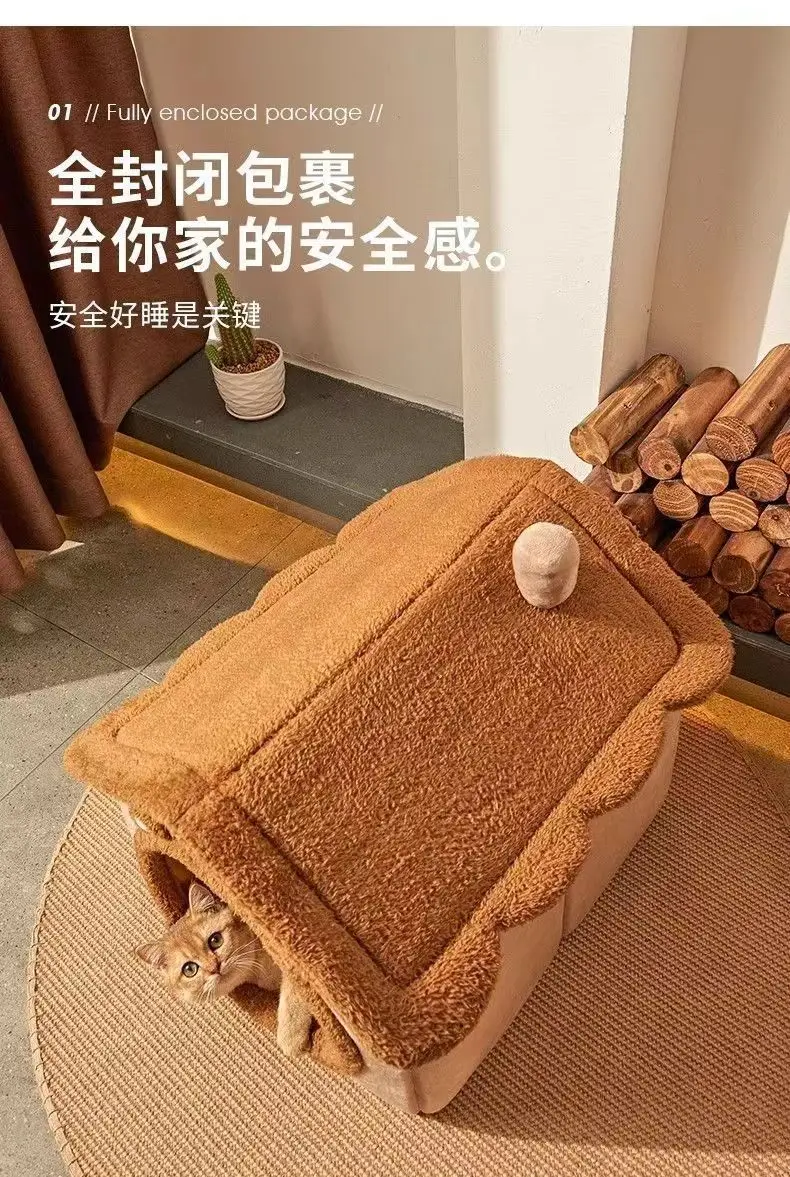 Dog House Indoor Foldable Cat House Kennel Bed Mat with Cushion for Small Medium Large Dogs Cats Warm Cat Nest Puppy Cave Sofa - Image 13