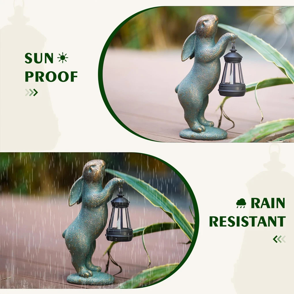 Rabbit Carrying Lamp Solar Resin Easter Ornament Home Garden Decorations Outdoor Rabbit Garden Ornament Adds Charm To Yard - Image 4