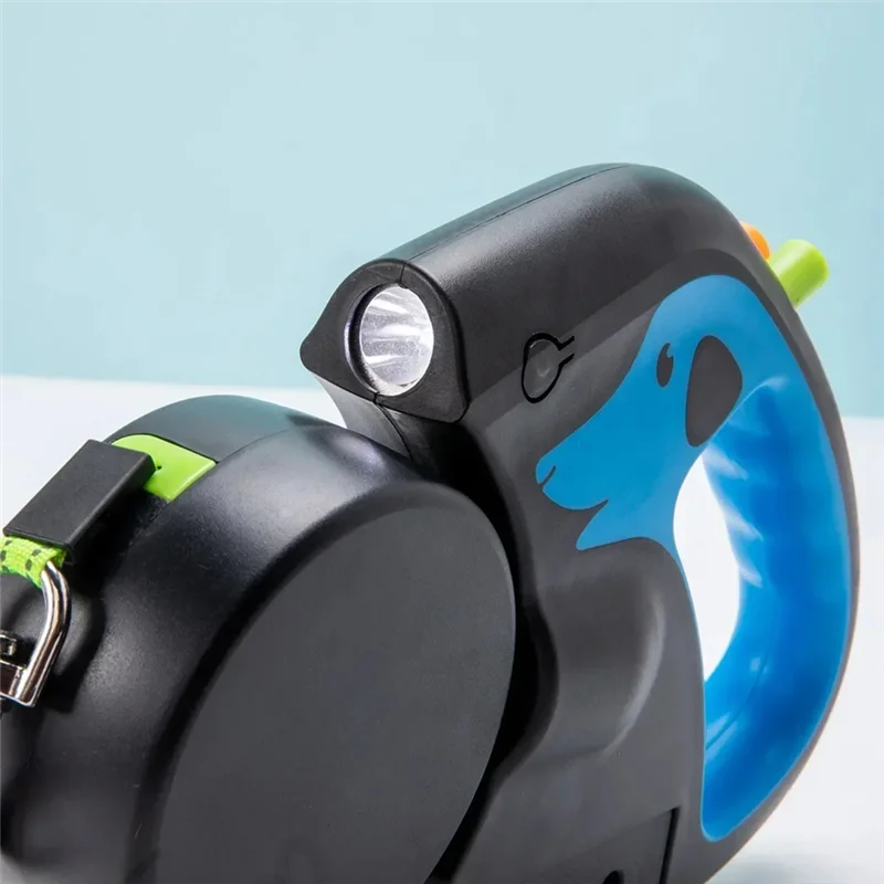 A69erotating Pet Leash For 2 Dogs Adjustable Double Rope Leashes With Flashlight Poop Bag Box Pet Traction Rope Retractable - Image 2