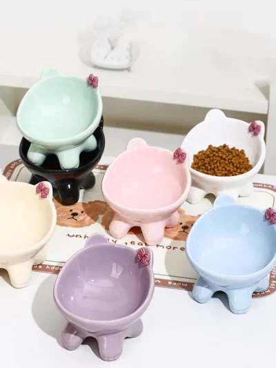 Super Cute Ceramic Cat Bowl Dog Bowl Pet Supplies Cat Rice Bowl Cat Eating Bowl Cat Food Dish Stylish Pet Feeder
