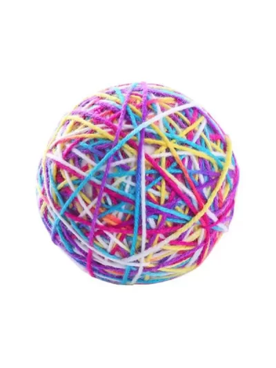 Dia. 9cm Cute Cat Dog Toys Pet Dog Cat Toy Colorful Wool Round Ball with Small Bell Rainbow Toy For Dog Cat Chewing Playing