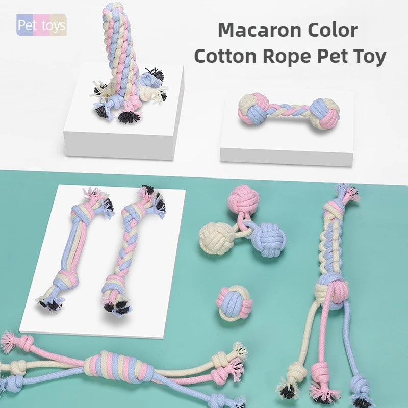 Pet Toy Chew Teething Cotton Rope Knot Ball Toys For Dog Tooth Clean Ball Bite-Resistant Dog Chew Puppy Training InteractiveToy - Image 2