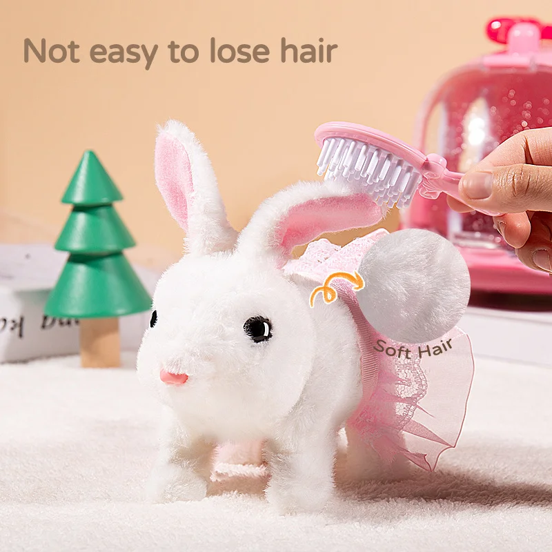 Children Plush Cute Rabbit Kids Electronic Pet With Sound Animal DIY Change Clothes Game Walking Moving Pet Toys For 3 Years - Image 17