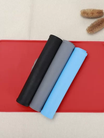 Dog Cat Bowl Food Mat with High Lips Silicone Non-Stick Waterproof Pet Food Feeding Pad Puppy Feeder Tray Water Cushion Placemat