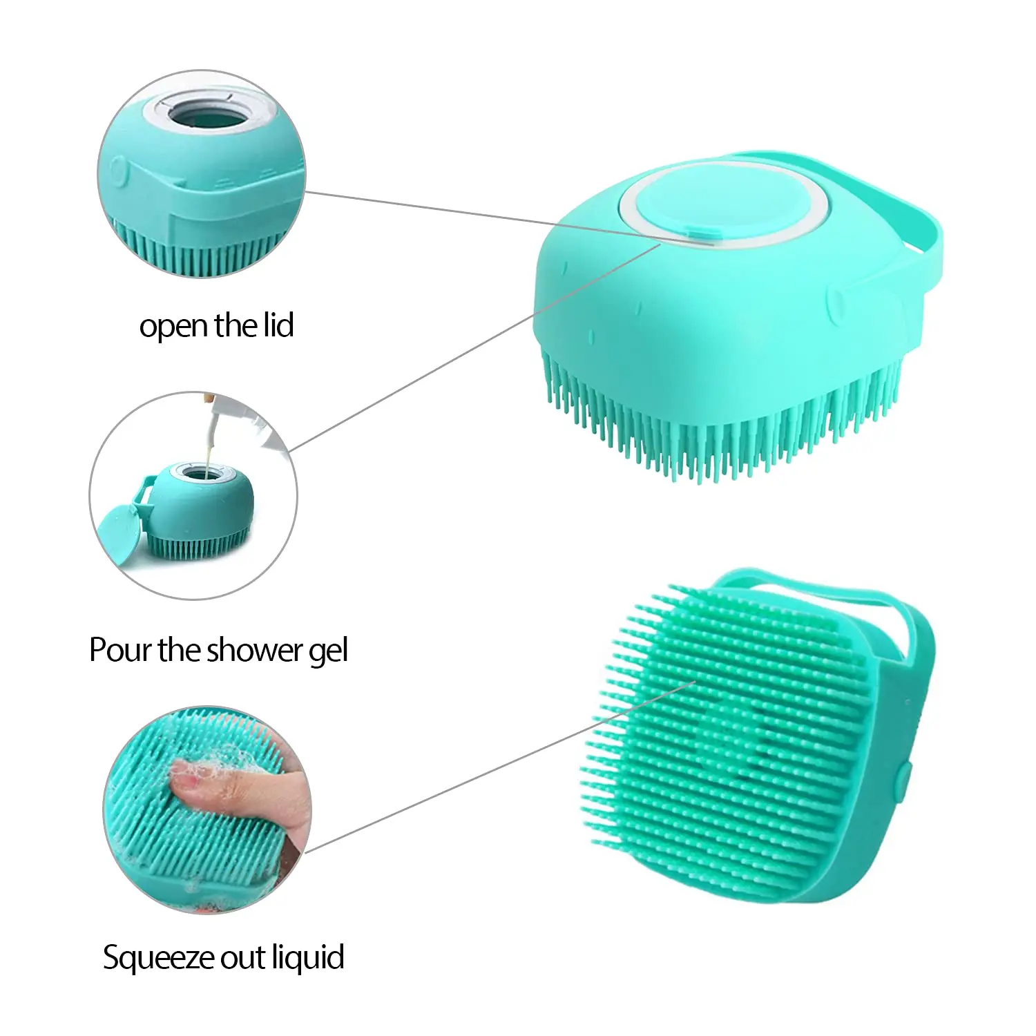 Pet Dog Shampoo Brush 2.7oz 80ml Cat Massage Comb Grooming Scrubber for Bathing Short Hair Soft Silicone Rubber - Image 6