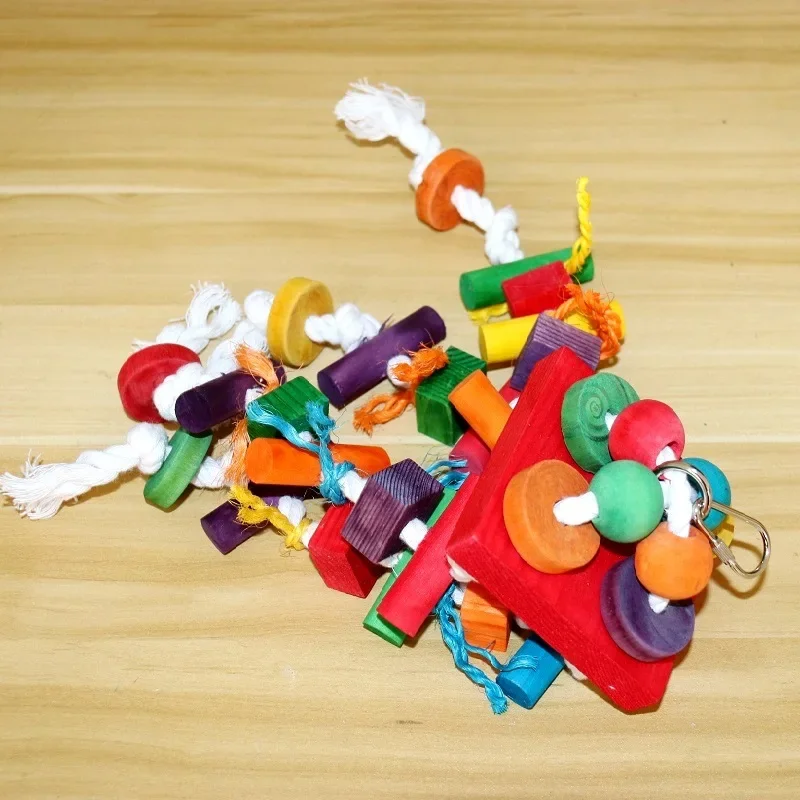 Parrot toys, Colorful wooden bird supplies, Unique shape, Diverse ways to play, Large parrot bite bird toys - Image 4