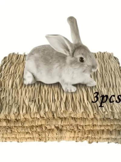 Handmade Woven Rabbit Grass Mat, Hamster Piggy Guinea Pig Hutch Pad, Rabbit Grass Nest, Pet Weaving Bed Mat And Chew Toy
