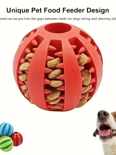 Dog Toy Ball, Nontoxic Bite Resistant Toy Ball for Pet Dogs Puppy Cat, Dog Pet Food Treat Feeder Chew Tooth Cleaning Ball