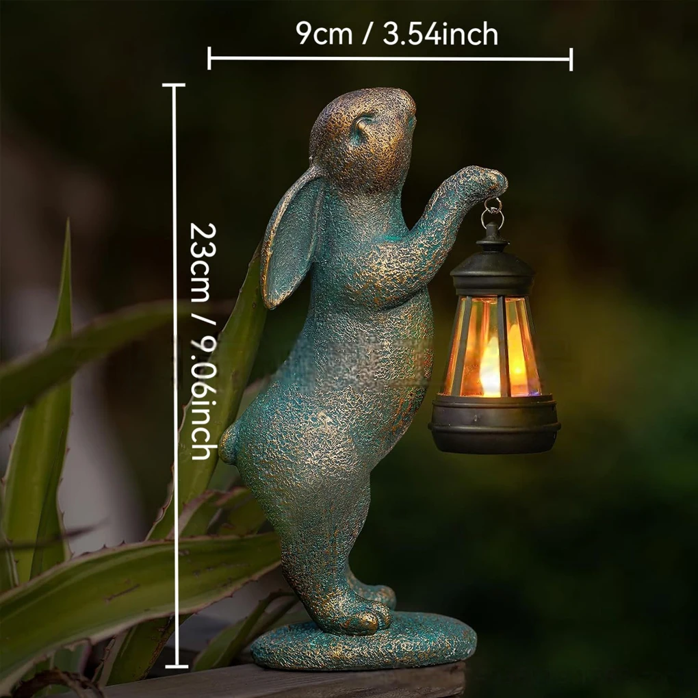 Rabbit Carrying Lamp Solar Resin Easter Ornament Home Garden Decorations Outdoor Rabbit Garden Ornament Adds Charm To Yard - Image 7