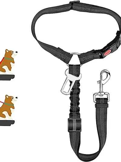 Solid Anti-shock Two-in-one Dog Harness Leash Pet Car Seat Belt with Clip Backseat Safety Belt Kitten Collar Pet Accessories