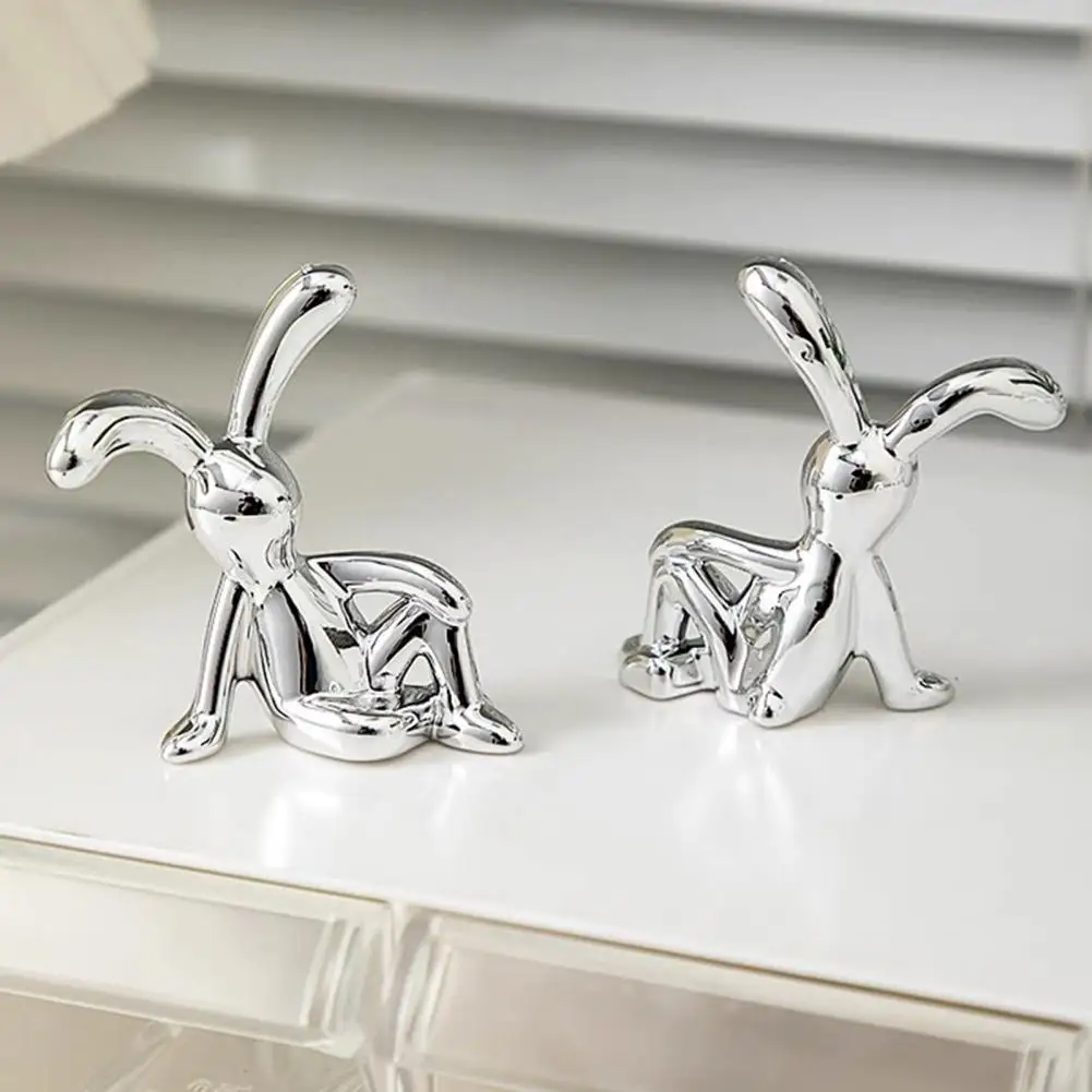 Rabbit Figurine Home Decor Car Bunny Decoration Adorable Long Ear Bunny Figurines Desktop Sitting Rabbit Models Easter Gift - Image 4