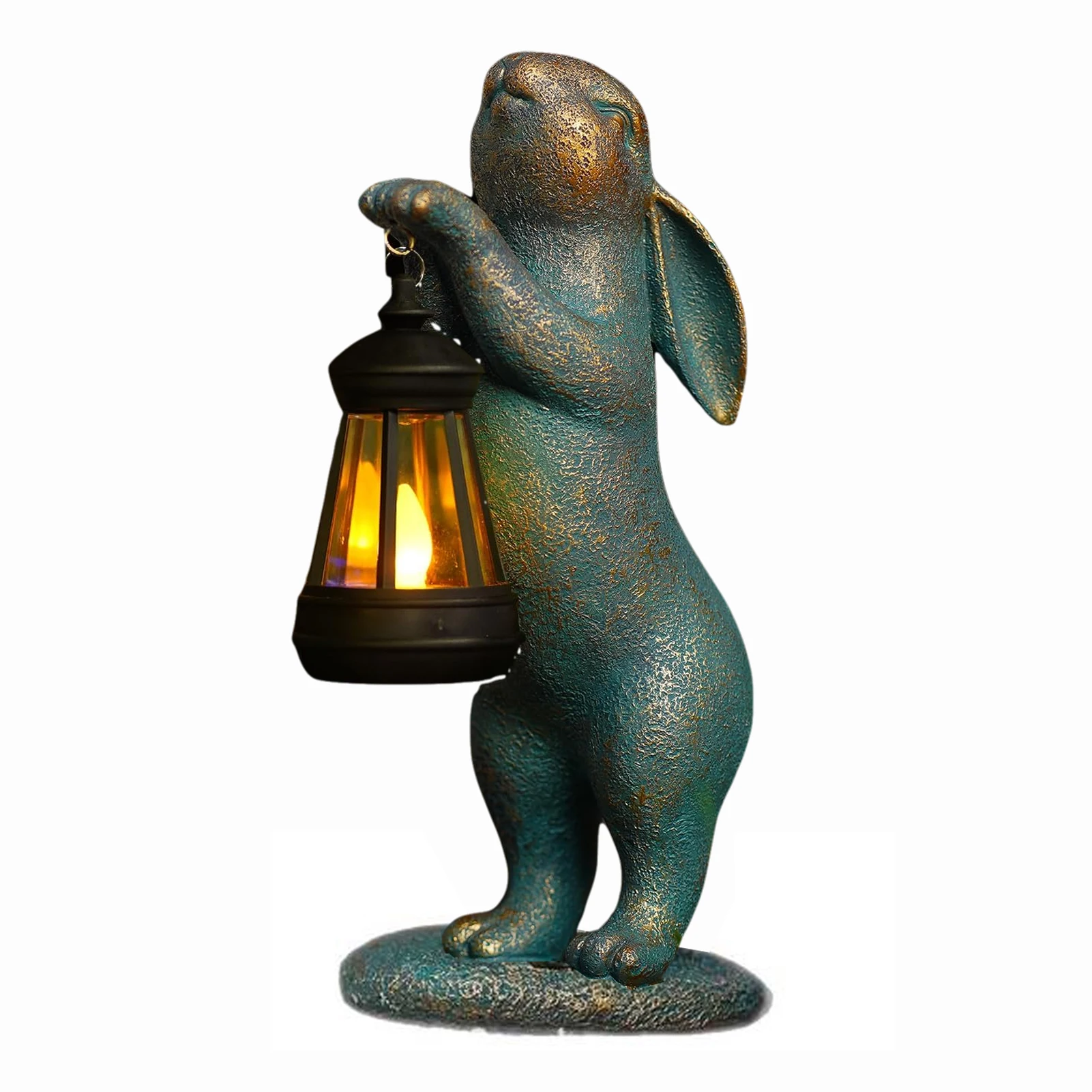 Rabbit Carrying Lamp Solar Resin Easter Ornament Home Garden Decorations Outdoor Rabbit Garden Ornament Adds Charm To Yard