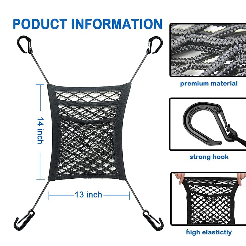Car Storage Net Bag Between Seats Car Divider Pet Barrier Stretchable Elastic Mesh Bag Organizer Auto Accessories - Image 2