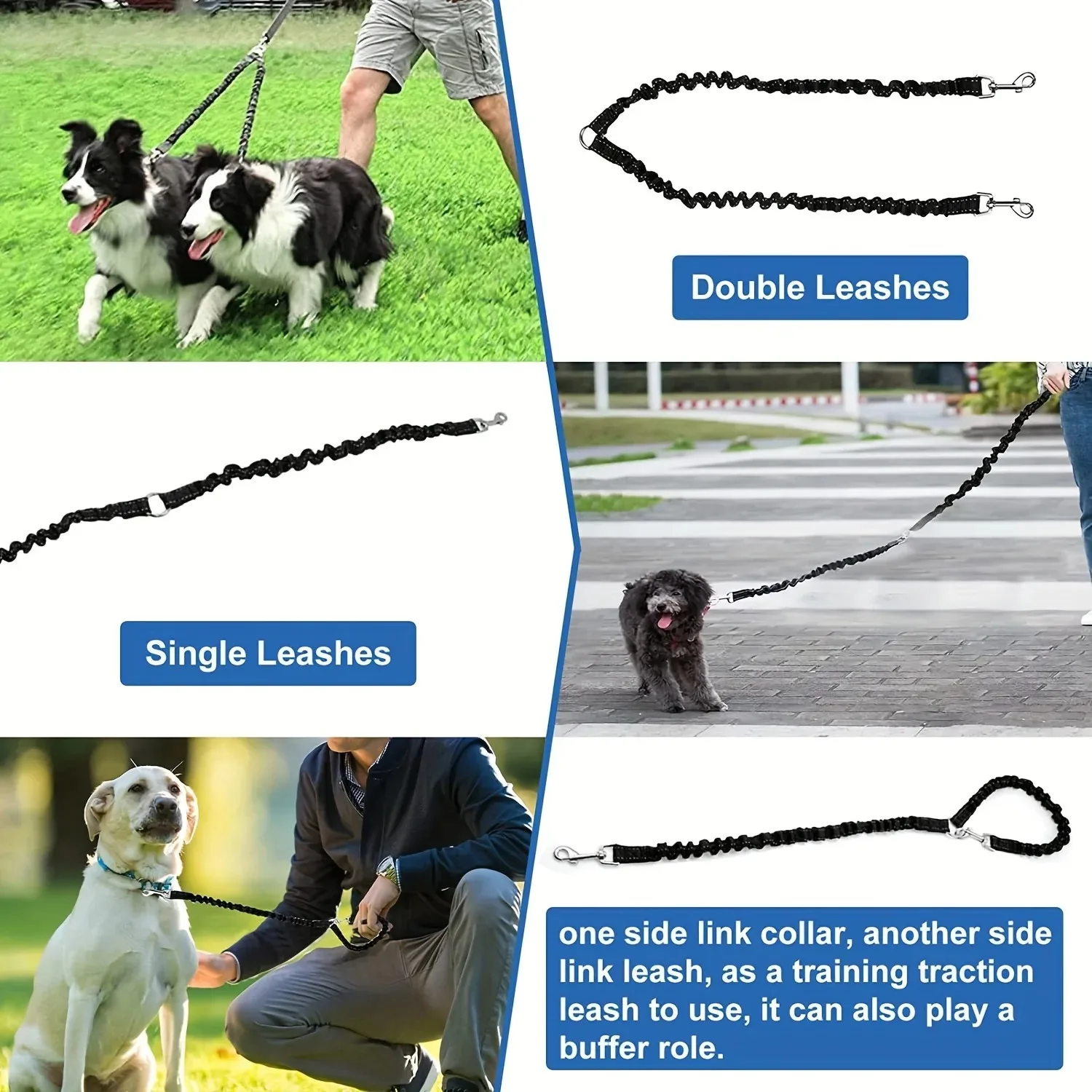 Pet Dog Double Leashes Dog Leash Rope Elastic Extended Pet Leash Belt Outdoor Training for Two Double Small Medium Dogs Lead - Image 3