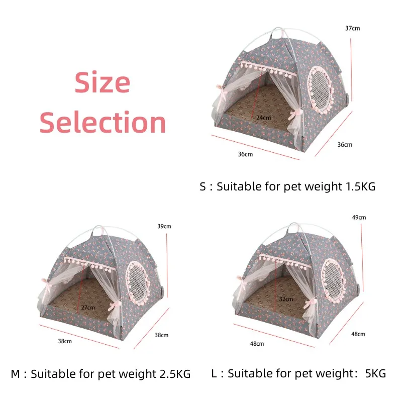 Cat Bed Foldable Cats Tent Dog House Bed Kitten Dog Basket Beds Cute Cat Houses Home Cushion Pet Kennel Products Sweet Princess - Image 6