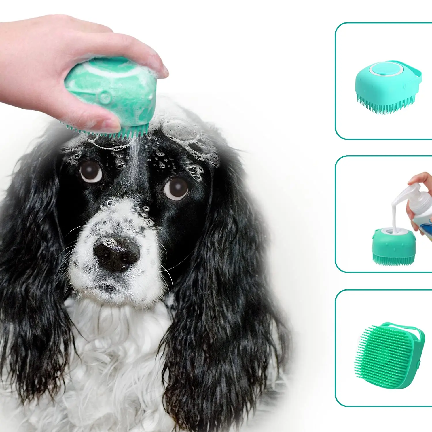 Pet Dog Shampoo Brush 2.7oz 80ml Cat Massage Comb Grooming Scrubber for Bathing Short Hair Soft Silicone Rubber - Image 4