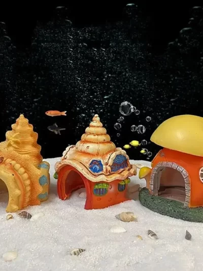Aquarium Accessories Decorative Mushroom Conch House PVC Mini Fish Shrimp Hiding Shelter Simulation Conch Ornaments Fish Tank