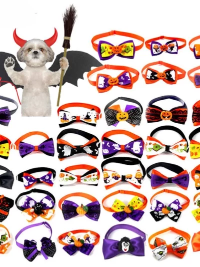 50pcs/ lot Halloween Pet Bow Tie Dog and Cat Bow Tie Pet Puppy Accessories Mascotas Perros Accesorios