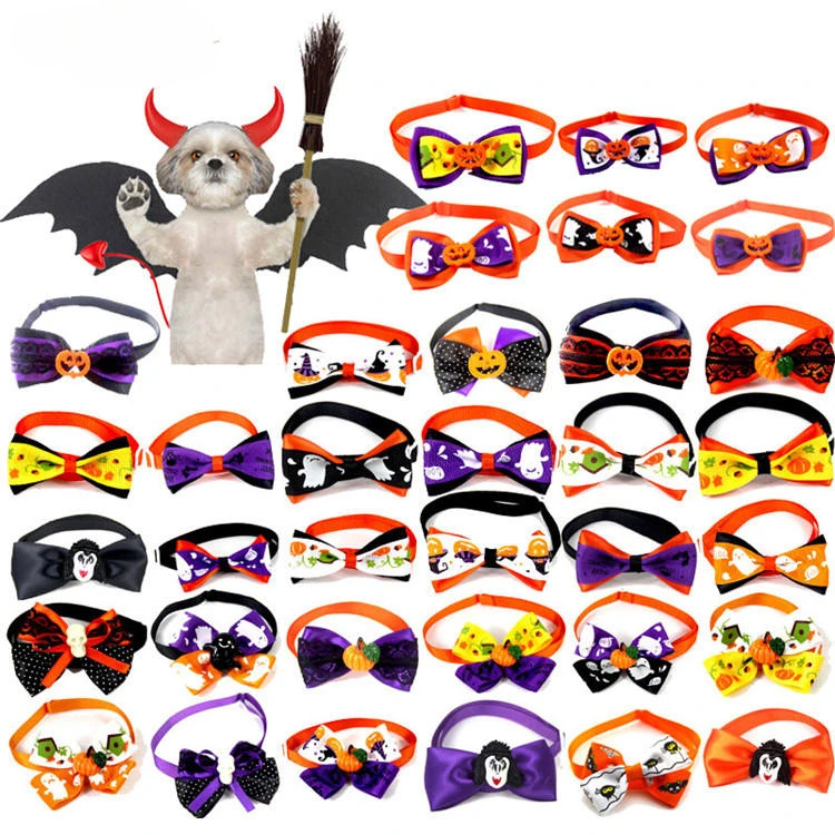 50pcs/ lot Halloween Pet Bow Tie Dog and Cat Bow Tie Pet Puppy Accessories Mascotas Perros Accesorios