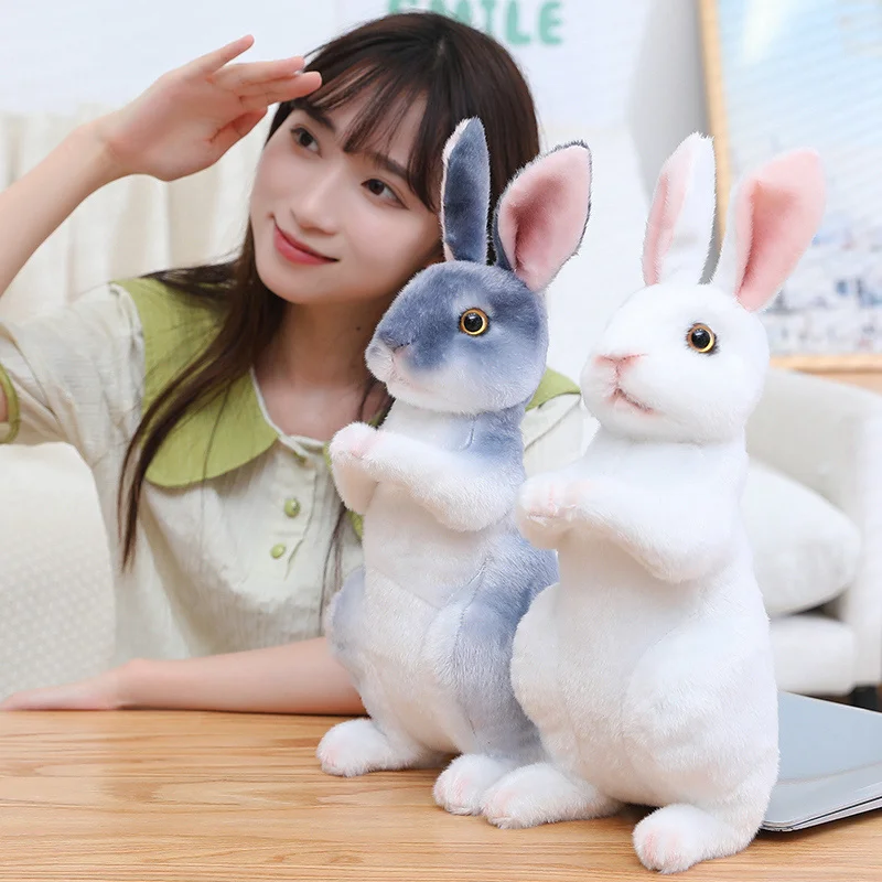 24cm Simulation Cute Rabbit Plush Fur Realistic Kawaii Animal Easter Bunny Rabbit Toy Model Gift Home Decor Beautiful Gift - Image 7