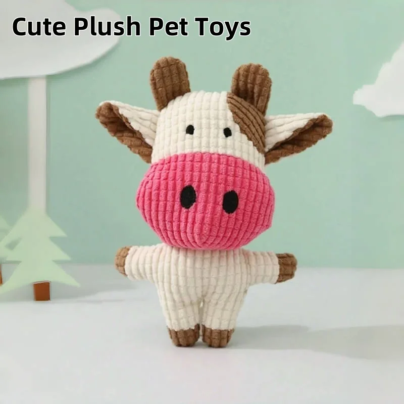 Cute Plush Pet Toys Cow Animal Plush Toys for Dog and Cat Interactive Plush Dog Toys Durable Puppy teething chewing Toys