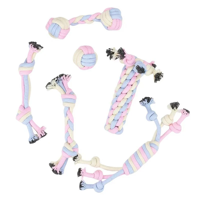 Pet Toy Chew Teething Cotton Rope Knot Ball Toys For Dog Tooth Clean Ball Bite-Resistant Dog Chew Puppy Training InteractiveToy - Image 6