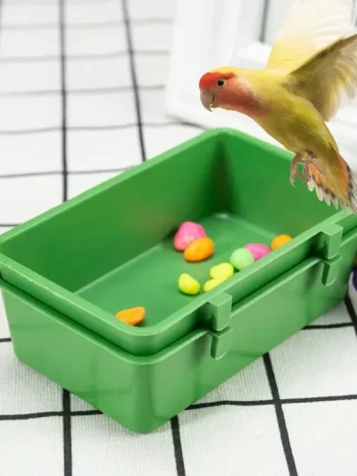 1 Plastic Bird Bathtub Parrot Shower Bird Food Bowl Cage Parrot Feeder Hanger Pet Bird Food Tray Accessories