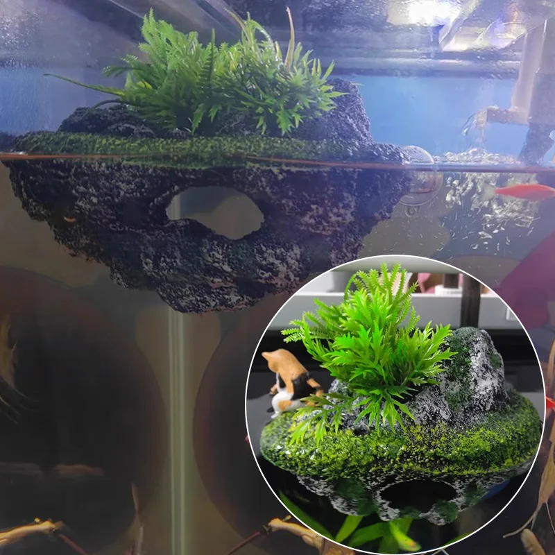 1pcs Suspended Island Fish Tank Decorative Creative Floating Stone Simulation Aquarium Decoration Ornaments Aquarium Accessories - Image 5