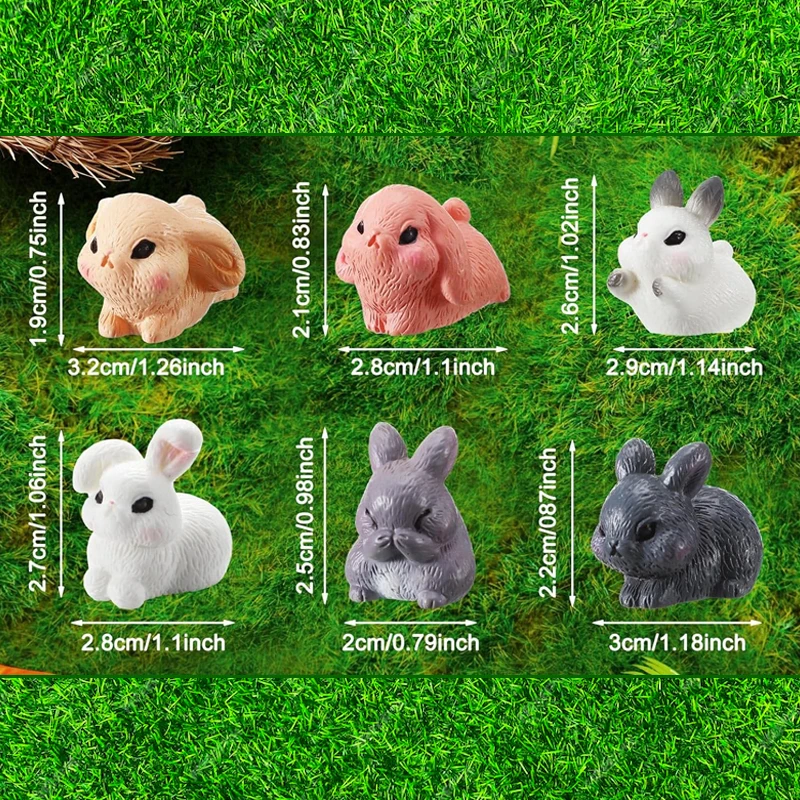 4/8 Pcs Mini Resin Rabbits Miniatures, Cute Bunnies Figurines, Desk Potted Plant Micro Landscape DIY Craft Ornament Supplies - Image 2