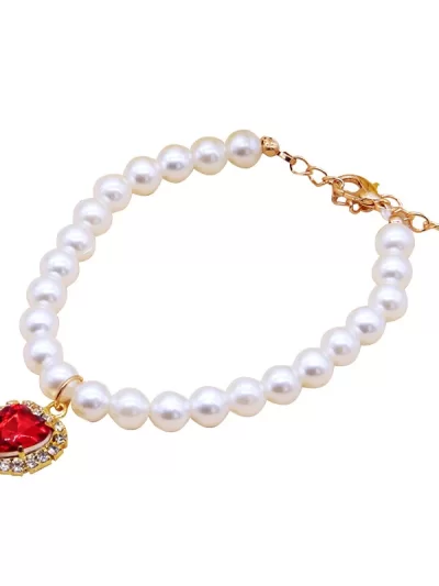 Cute Fashion Pet Supplies Cat Accessories Necklace Pearl Crystal Pet Collar Pearl Beaded  Solid Crystal Pendant Pet Products