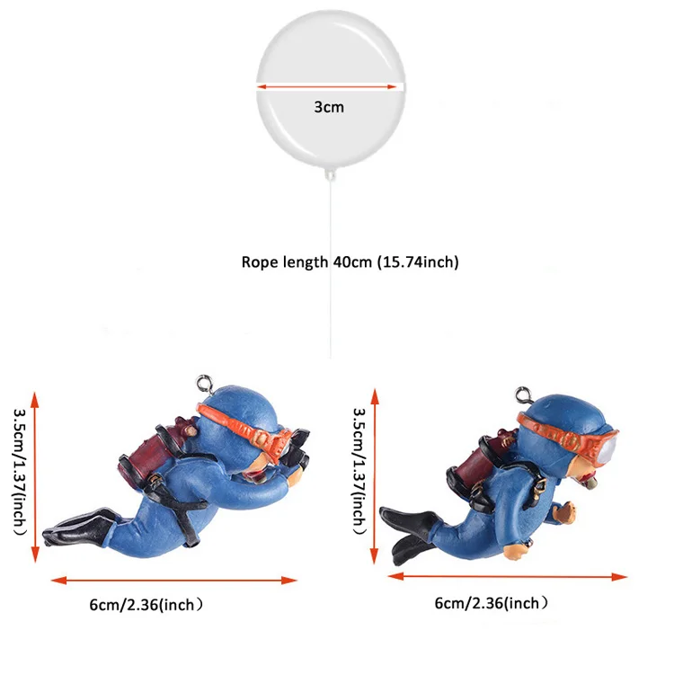 Fish Tank Decoration Resin Landscaping Small Ornaments Mini Diver Glow Aquarium Decor Floating Ball Aquarium Accessories - Image 13