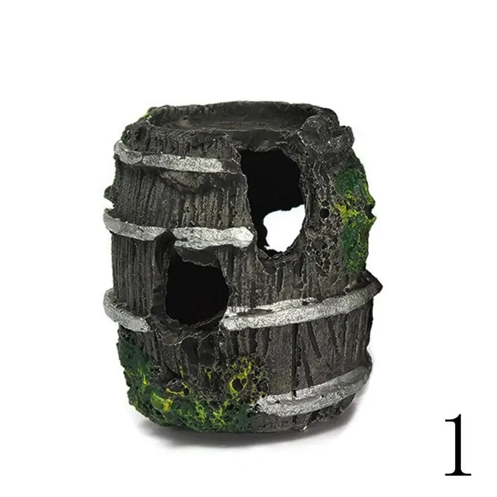 Aquarium Equipment Accessory Glass Fish Tank Landscaping Decoration Resin Crafts Artificial Antique Barrels Fish Tank Decoration - Image 3